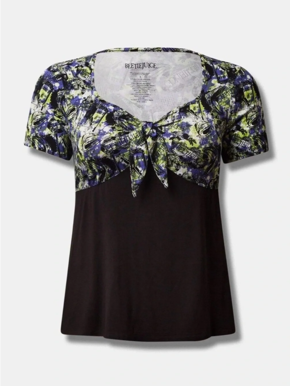 NWT Torrid x Beetlejuice Super Soft Tie Front Top Size 4 / 26 Plus (AS IS) - Picture 3 of 3